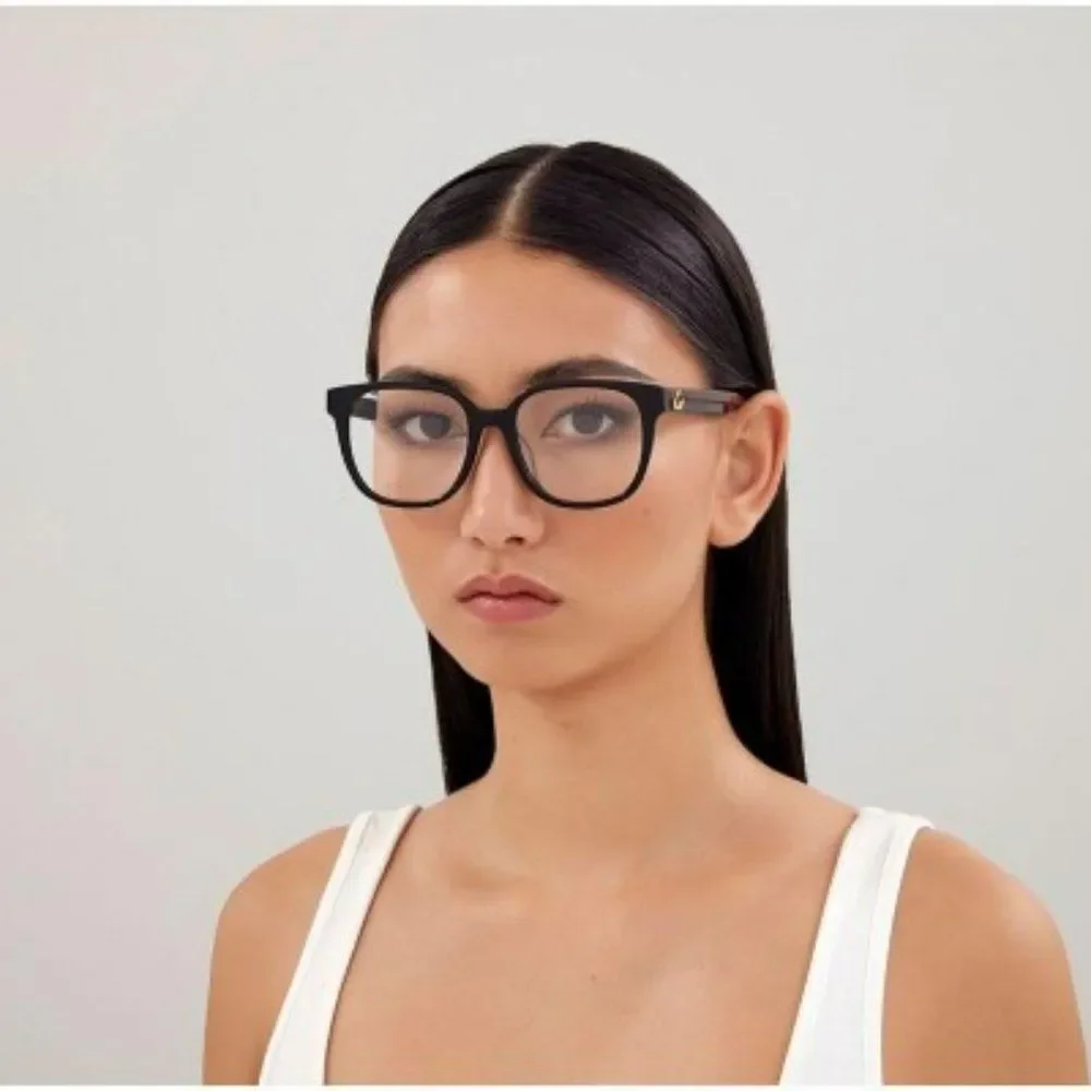 Gucci GG1305OA 001 Eyeglasses Black Havana Rectangle Women
